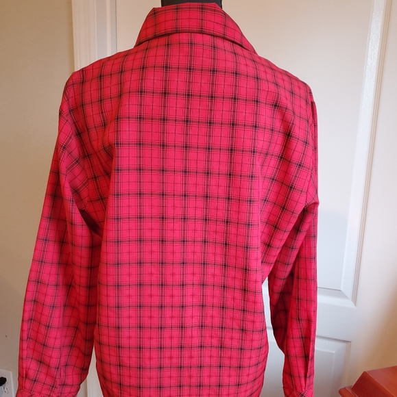 💝 VTG GIANNA BELLINI RED & BLACK POLYESTER BLOUSE - Picture 3 of 8